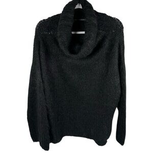 Matthildur Black Suri Alpaca Wool Blend Soft Knit Turtleneck Sweater Size Small